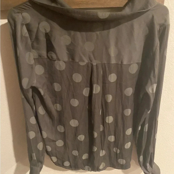 Madewell Black Button Up Shirt Polka Dots Long Sleeve size Small - Picture 3 of 5